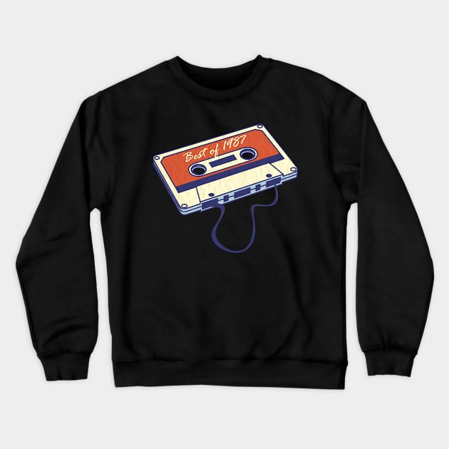 Vintage Best of 1987 Classic Cassette Tape 33rd Birthday Crewneck Sweatshirt by calvinglory04